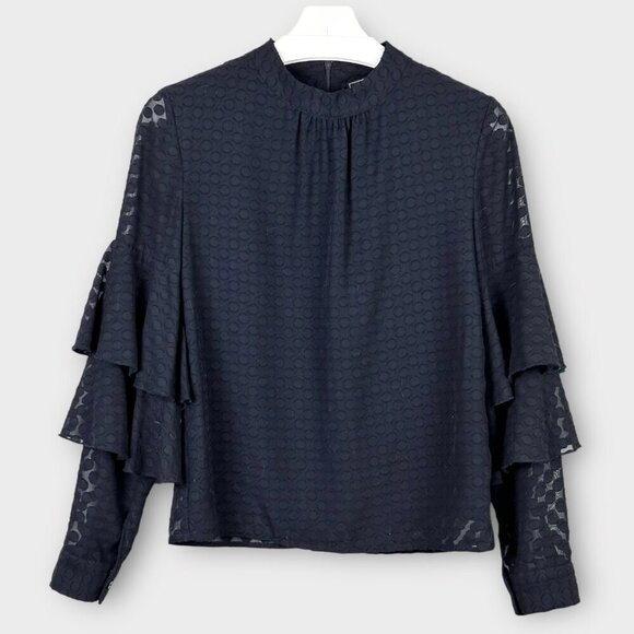 Sinéquanone Paris Semi Sheer Swiss Dot Blouse Navy - Picture 1 of 9